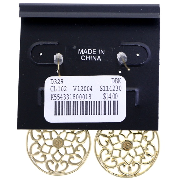 Flower Dangle Earrings Gold & White NWT - Picture 2 of 3